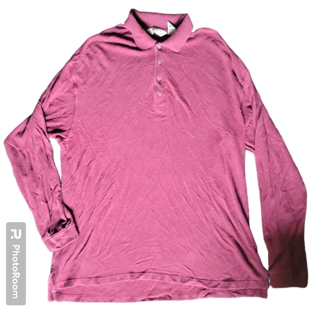 AKA EDDIE BAUER RED LONG SLEEVE POLO TOP - XXL